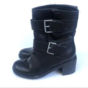 Sam Edelman Troy Black Leather Moto Boots